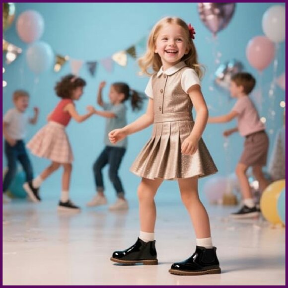 Vintage Leather Embroidered Toddler Girls Boots Mid Calf Water Resistant - Picture 3 of 8